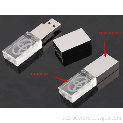 new design crystal glass usb drive with free engraved logo